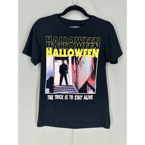 Halloween Movie Shirt Womens Small Black Graphic Tee Michael Myers Film